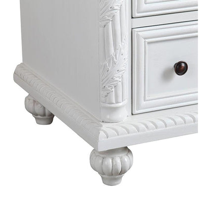 Silkroad Exclusive 36" Single Right Sink Antique White Bathroom Vanity With Carrara White Marble Countertop and White Ceramic Undermount Sink