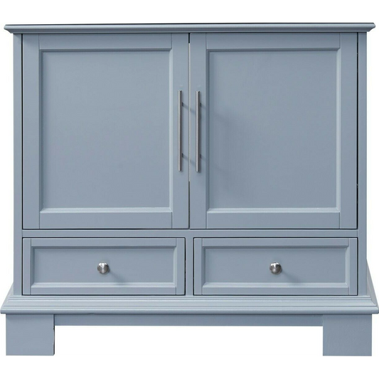 Silkroad Exclusive 36" Single Sink Gray Bathroom Vanity Base With Two Drawers and Two Doors Storage