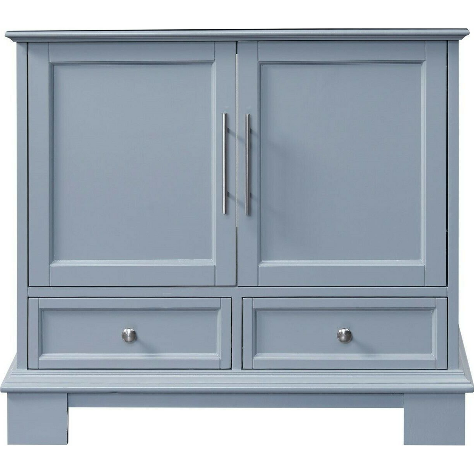 Silkroad Exclusive 36" Single Sink Gray Bathroom Vanity Base With Two Drawers and Two Doors Storage
