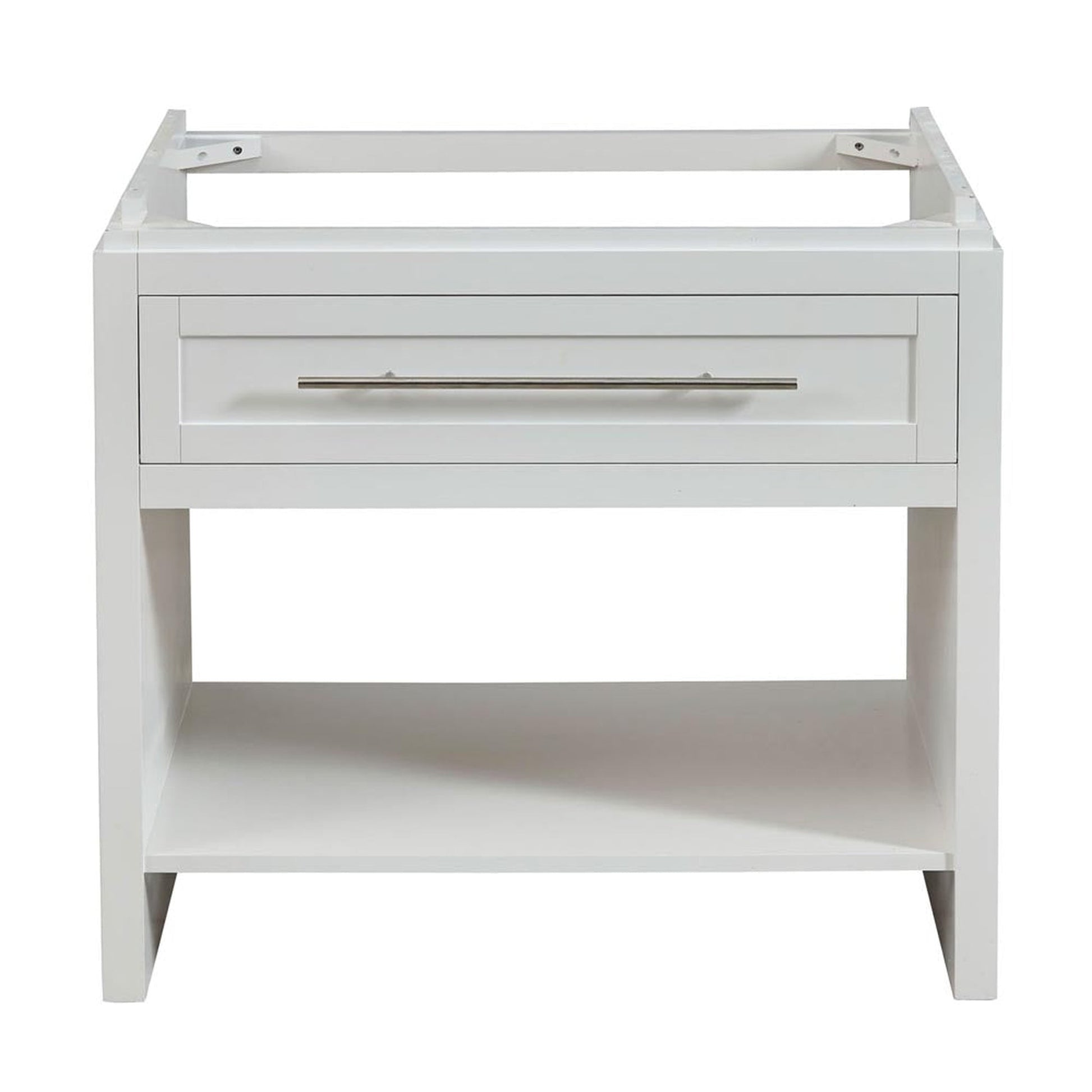 Silkroad Exclusive 36" Single Sink White Bathroom Vanity Base With Drawer and Shelf Storage