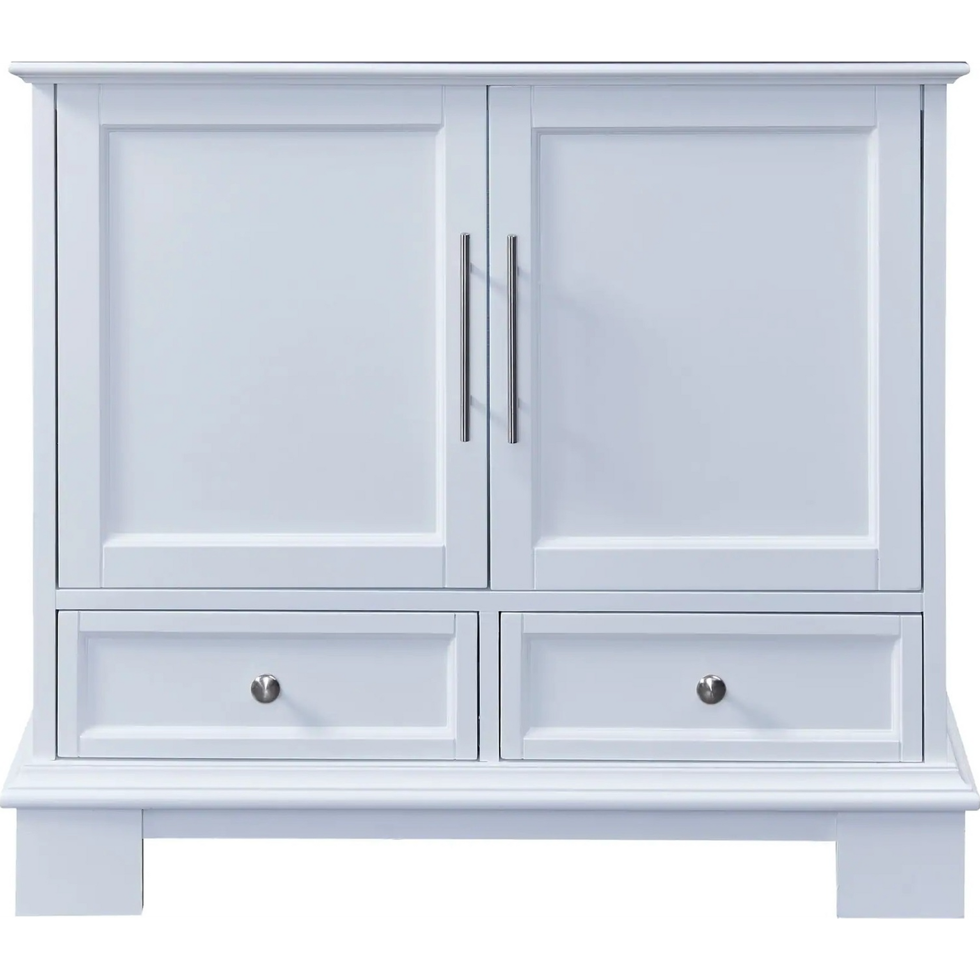 Silkroad Exclusive 36" Single Sink White Bathroom Vanity Base With Two Drawers and Two Doors Storage