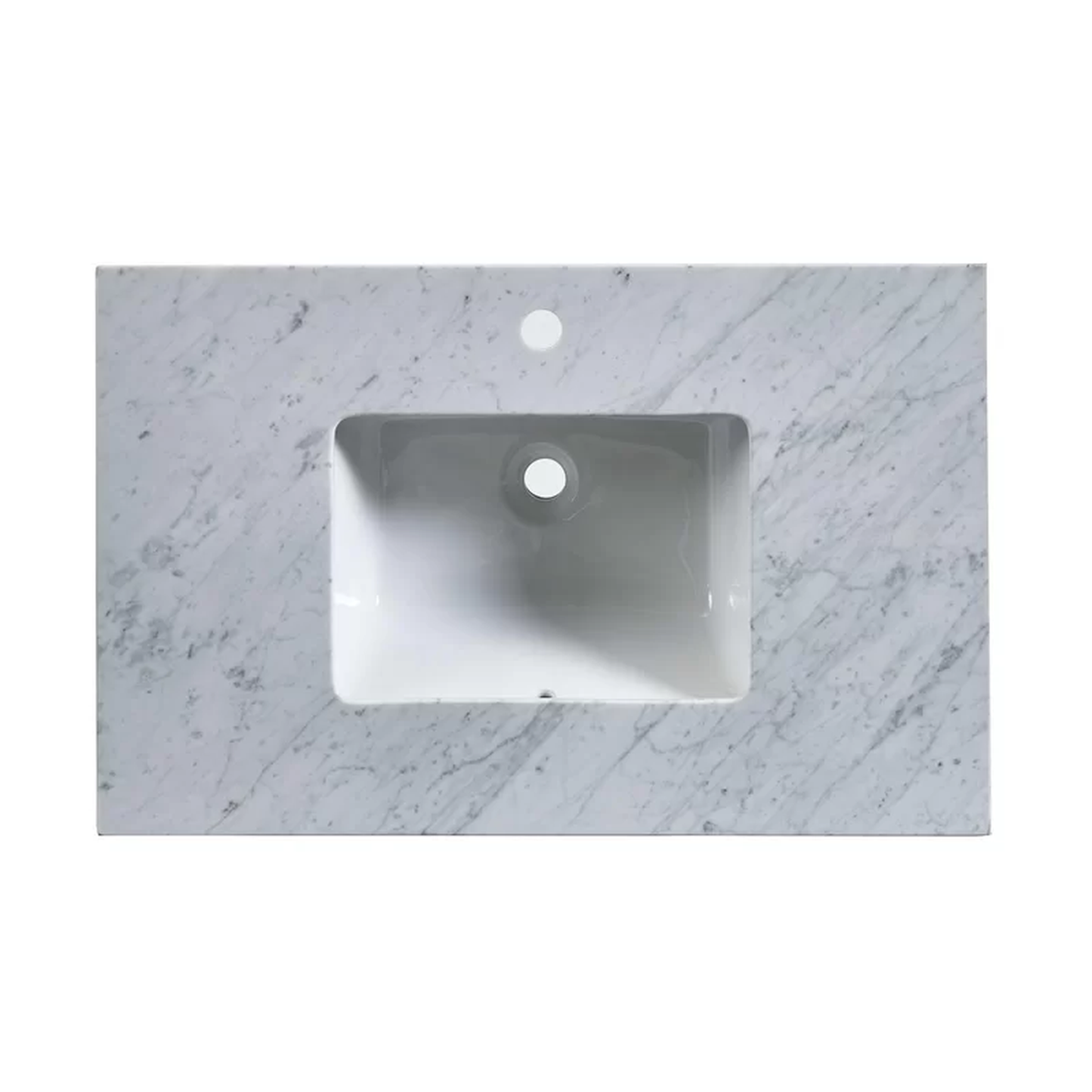 Silkroad Exclusive 36" x 23" White Carrara Marble Vanity Top With Single Rectangular Undermount Sink
