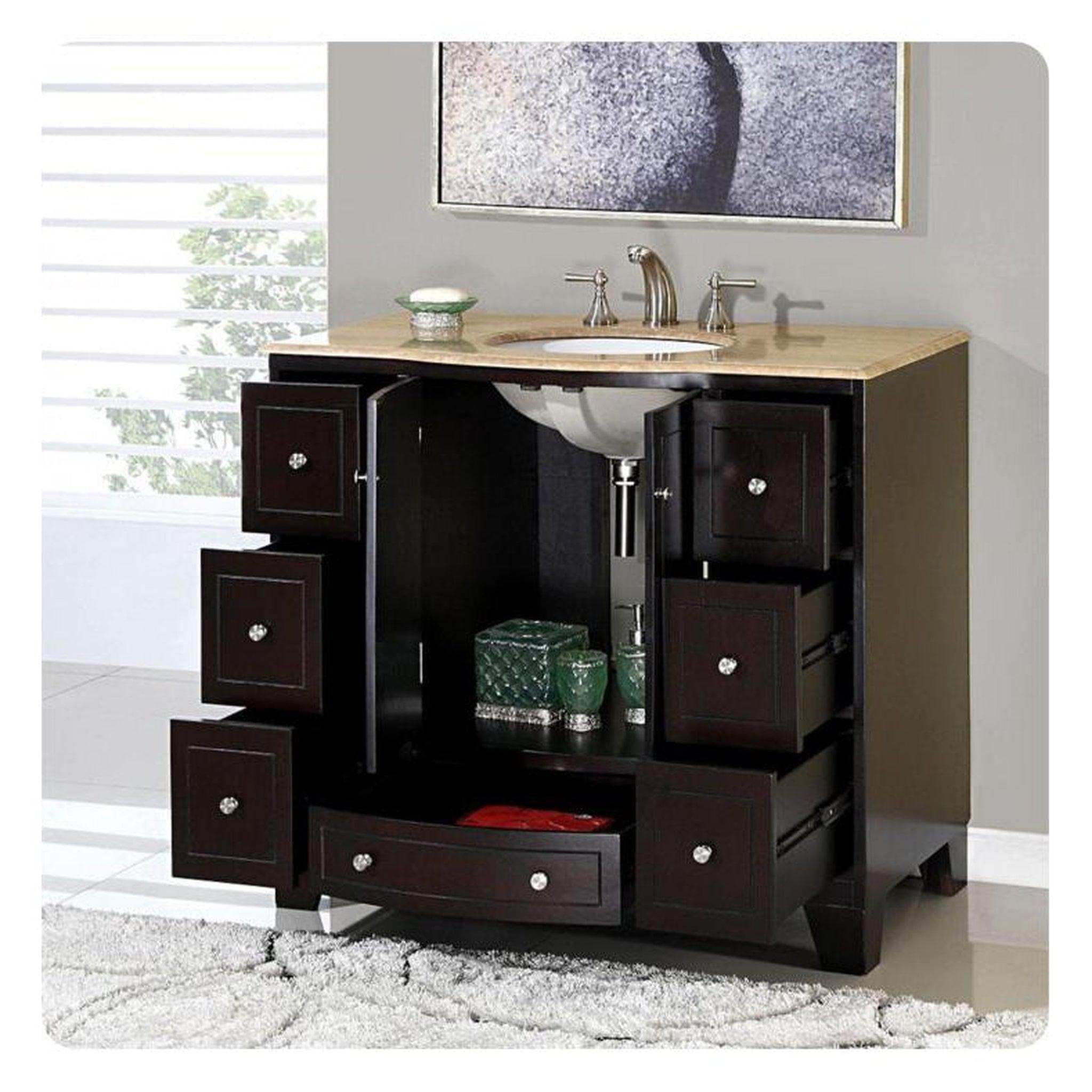 Silkroad Exclusive 40" Single Sink Dark Espresso Bathroom Vanity With – US Bath Store