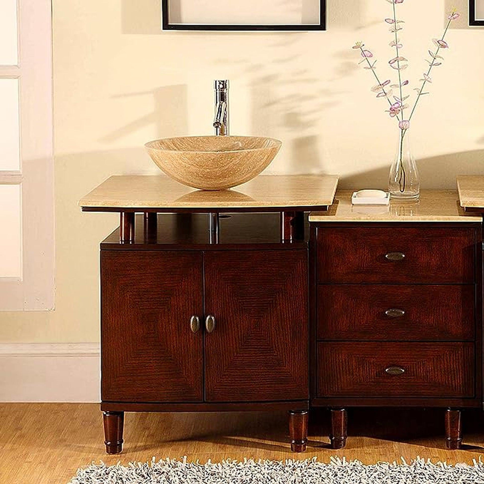 Silkroad Exclusive 47" Single Sink Dark Chestnut Modular Bathroom