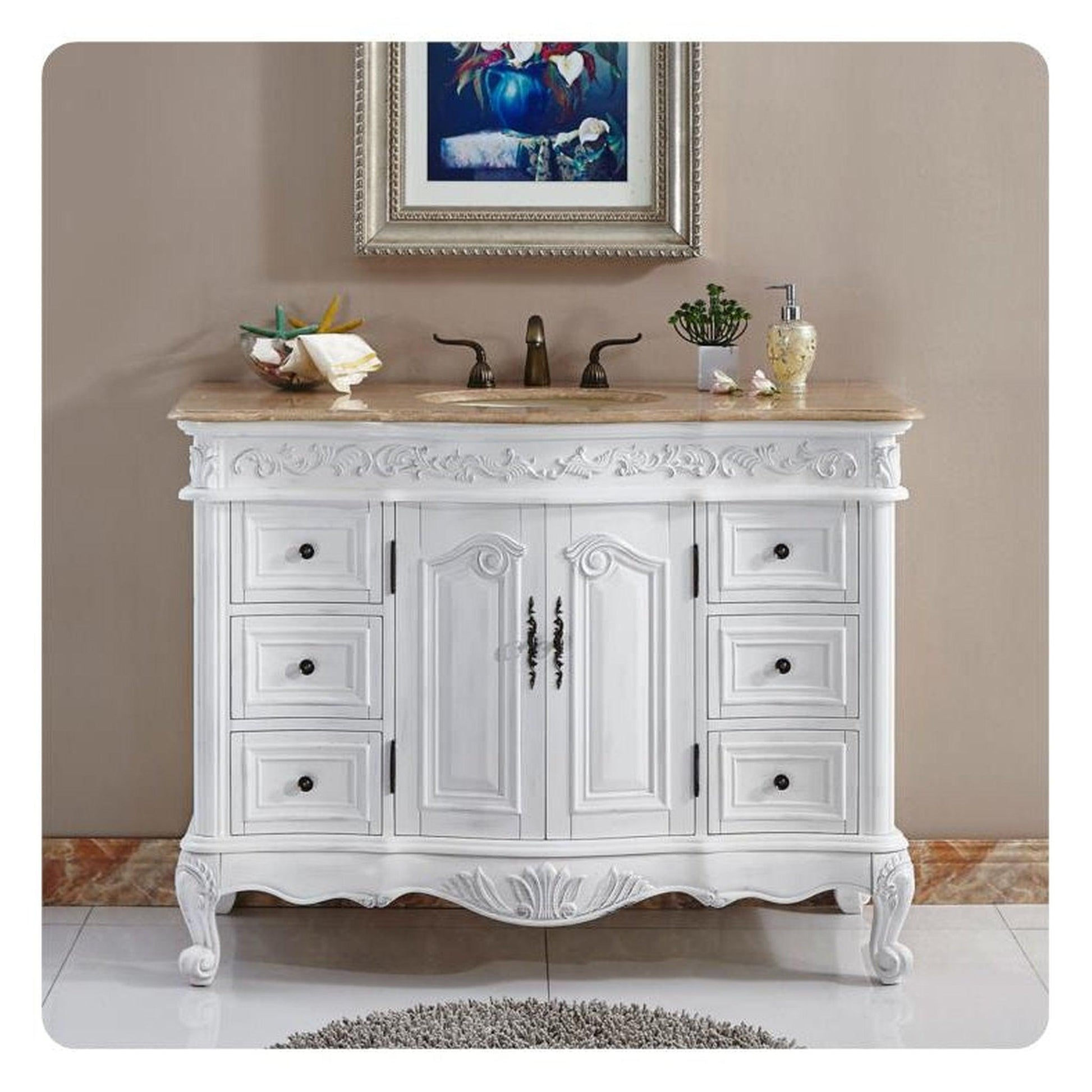 Silkroad Exclusive 67-in White Undermount Single Sink Bathroom