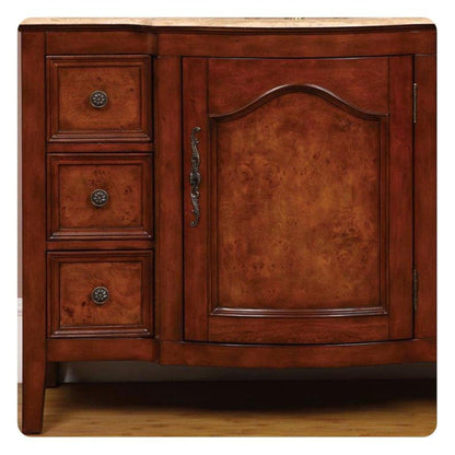 Silkroad Exclusive 48" Single Sink Red Oak Bathroom Vanity With Travertine Countertop and Ivory Ceramic Undermount Sink