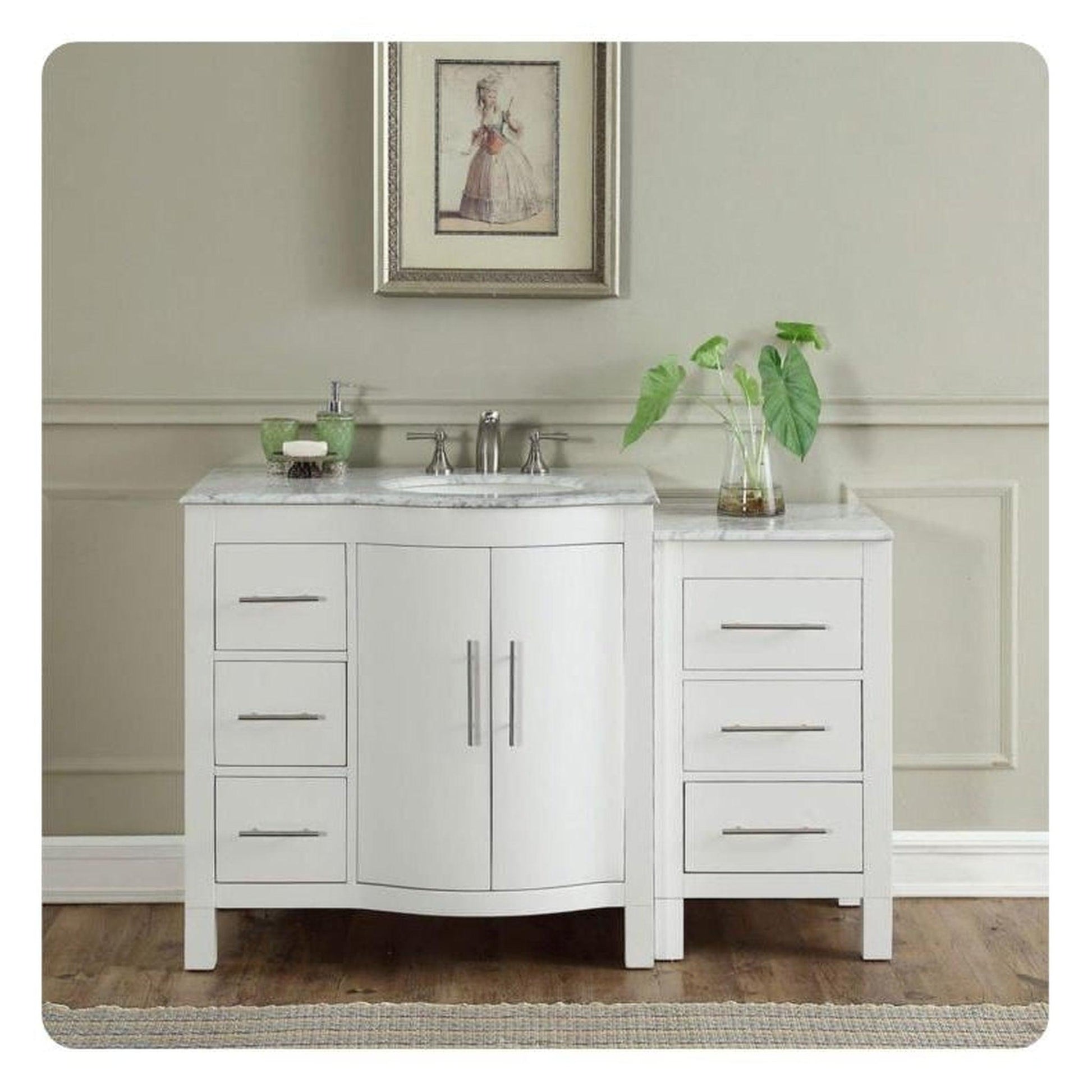 Silkroad Exclusive 67-in White Undermount Single Sink Bathroom