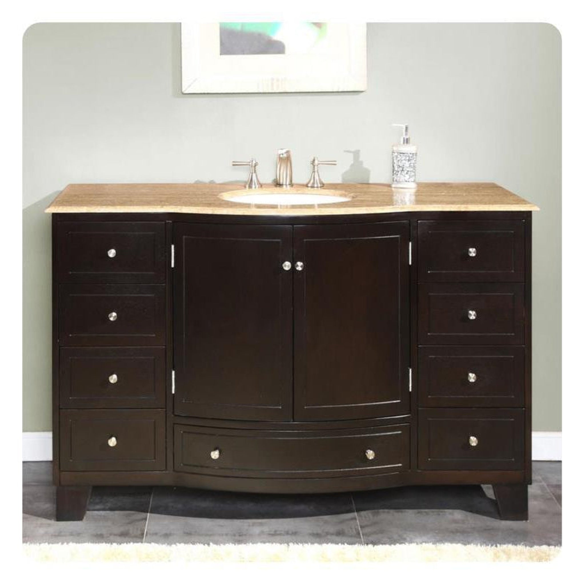 Silkroad Exclusive 55" Single Sink Dark Espresso Bathroom Vanity With ...