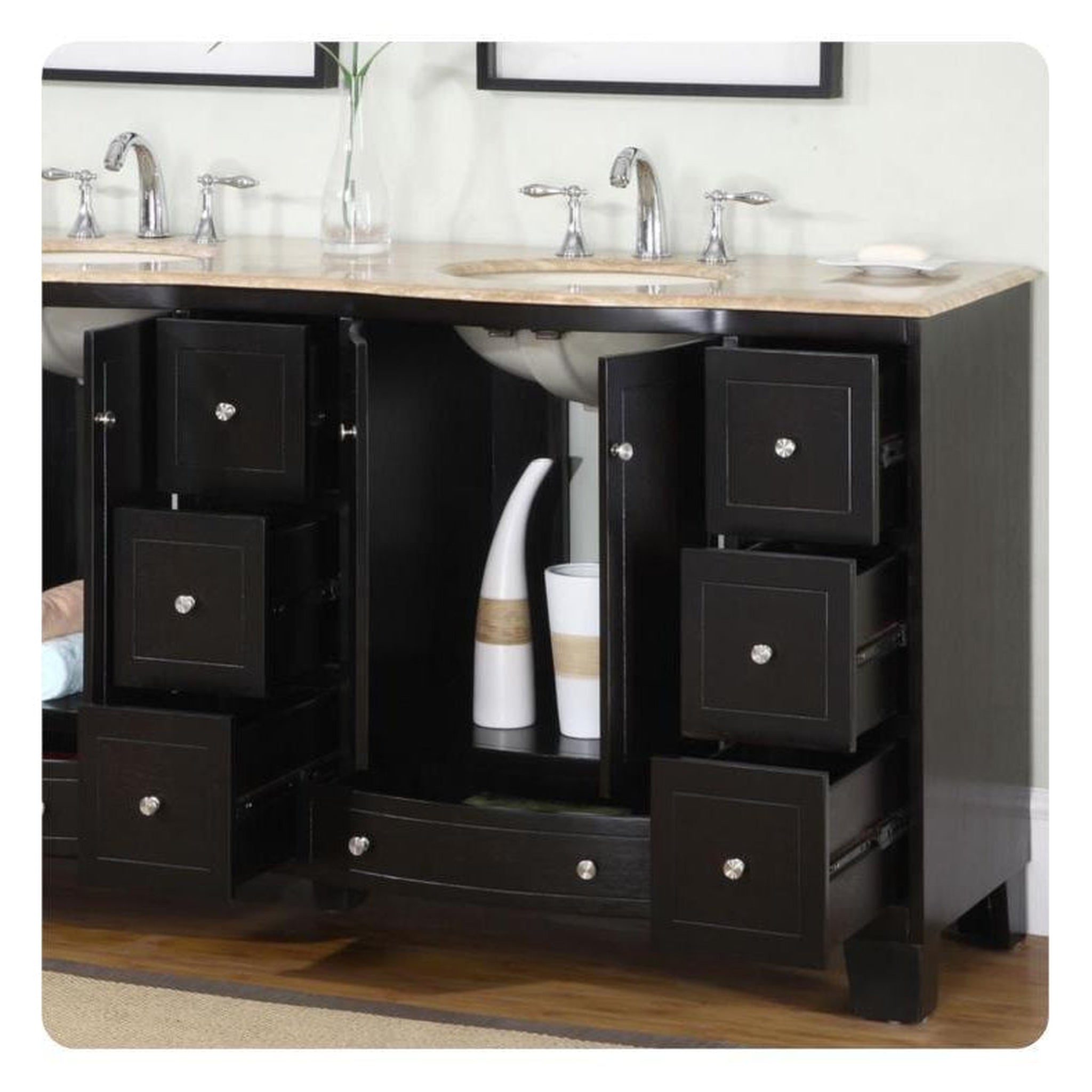 Silkroad Exclusive 72" Double Sink Dark Espresso Bathroom Vanity With – US Bath Store