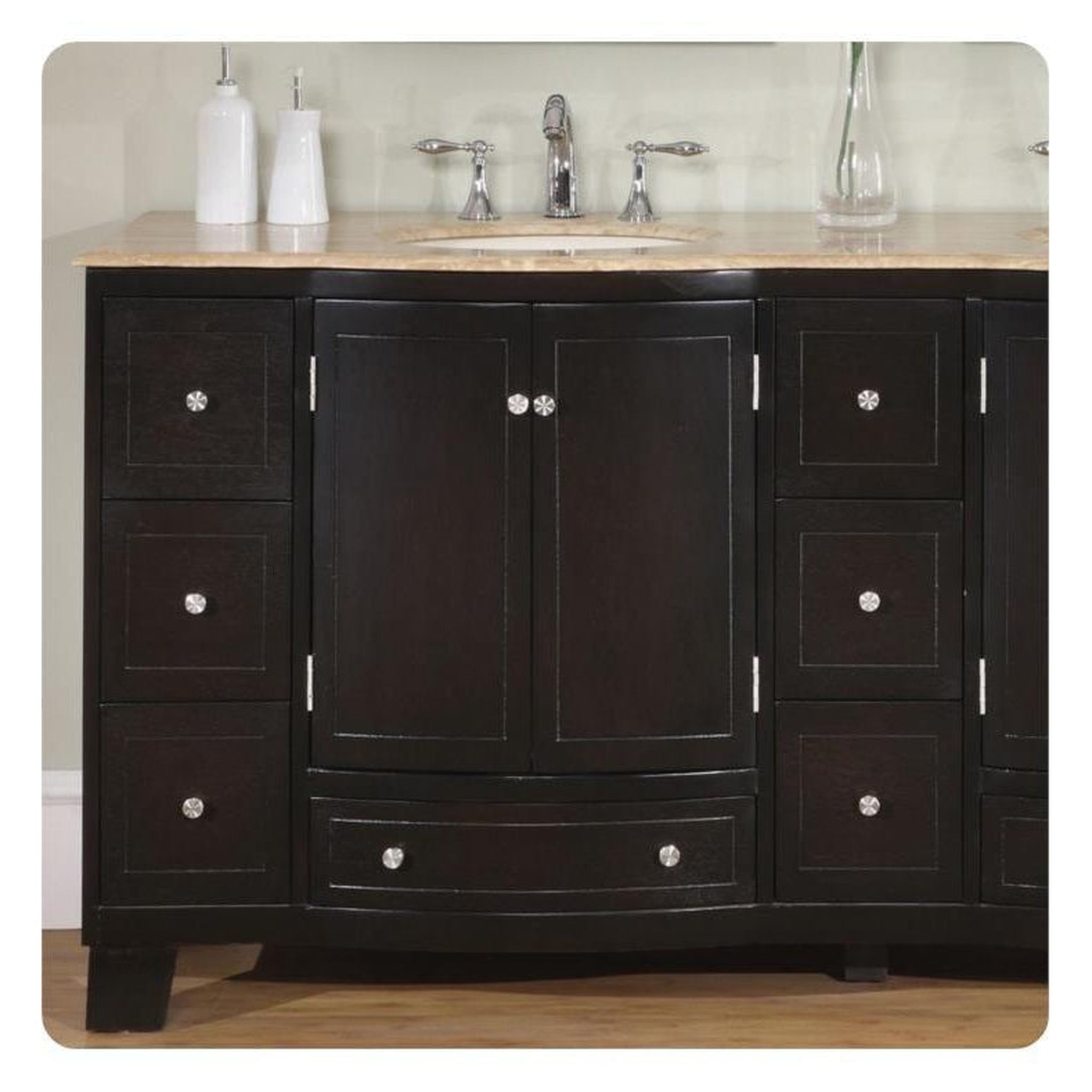 Silkroad Exclusive 72" Double Sink Dark Espresso Bathroom Vanity With ...