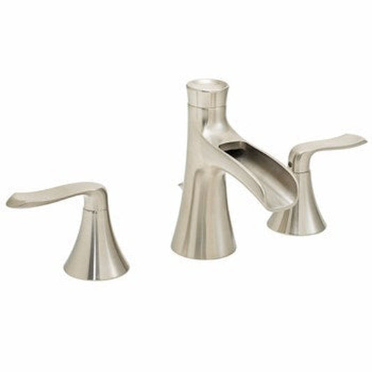 Speakman Caspian 1.2 GPM Brushed Nickel Two Sculpted Lever Handles Widespread Faucet