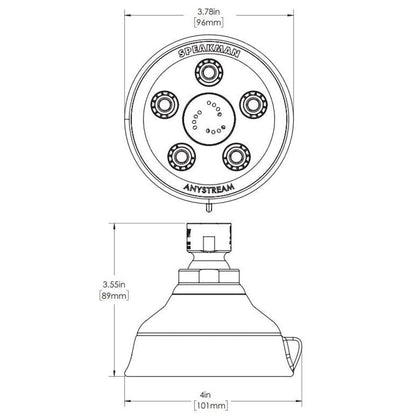 Speakman Caspian 5-Plunger 1.75 GPM Brushed Nickel Patented Anystream Shower Head