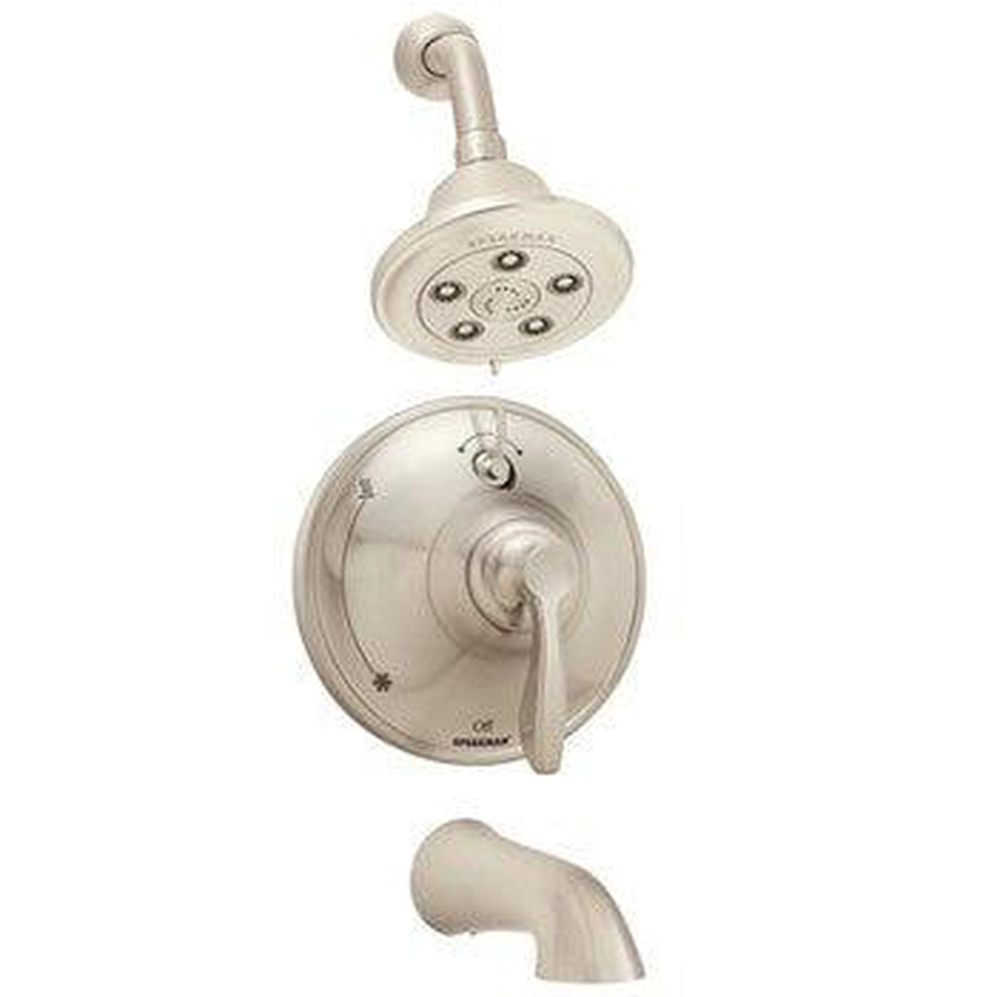 Speakman Chelsea SLV-10430 2.5 GPM Brushed Nickel Showerhead, Diverter Trim and Tub Spout Combination