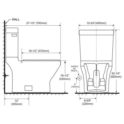 Speakman Glennwyn White Vitreous China Skirted Two-Piece Left Hand Flush Toilet