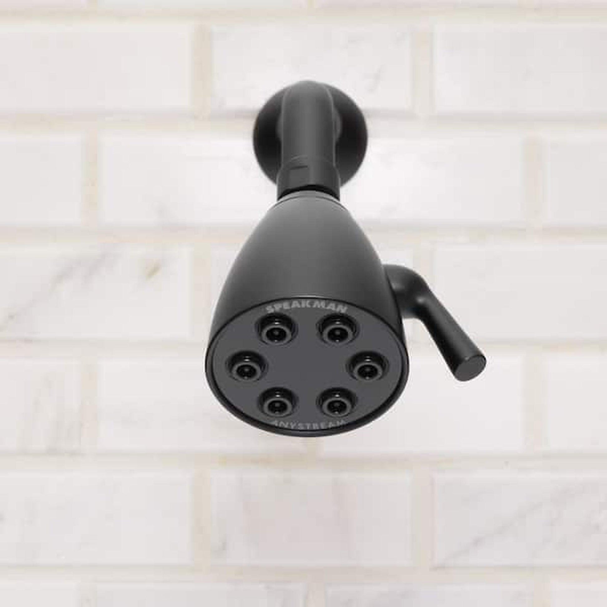 Speakman Icon 1.75 GPM 6-Jet 3-Spray Pattern Low Flow Matte Black Solid Brass Shower Head