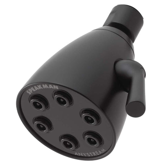 Speakman Icon 1.75 GPM 6-Jet 3-Spray Pattern Low Flow Matte Black Solid Brass Shower Head