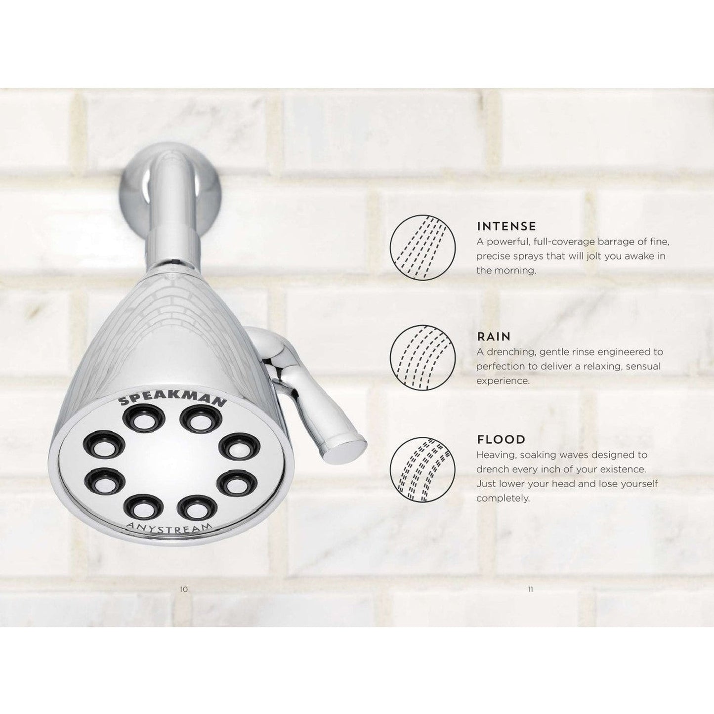 Speakman Icon 1.75 GPM Low Flow 8-Jet 3-Spray Pattern Brushed Nickel Solid Brass Shower Head