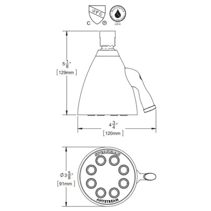 Speakman Icon 1.75 GPM Low Flow 8-Jet 3-Spray Pattern Brushed Nickel Solid Brass Shower Head