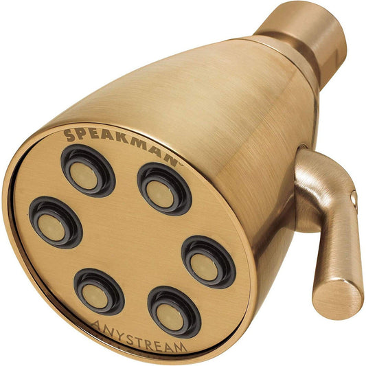 Speakman Icon Brushed Bronze 2.5 GPM 6-Jet 3-Spray Pattern Solid Brass Shower Head