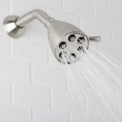 Speakman Icon Brushed Nickel 2.0 GPM Low Flow 6-Jet 3-Spray Pattern Solid Brass Shower Head