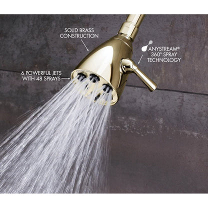 Speakman Icon Polished Brass 2.0 GPM Low Flow 6-Jet 3-Spray Pattern Solid Brass Shower Head