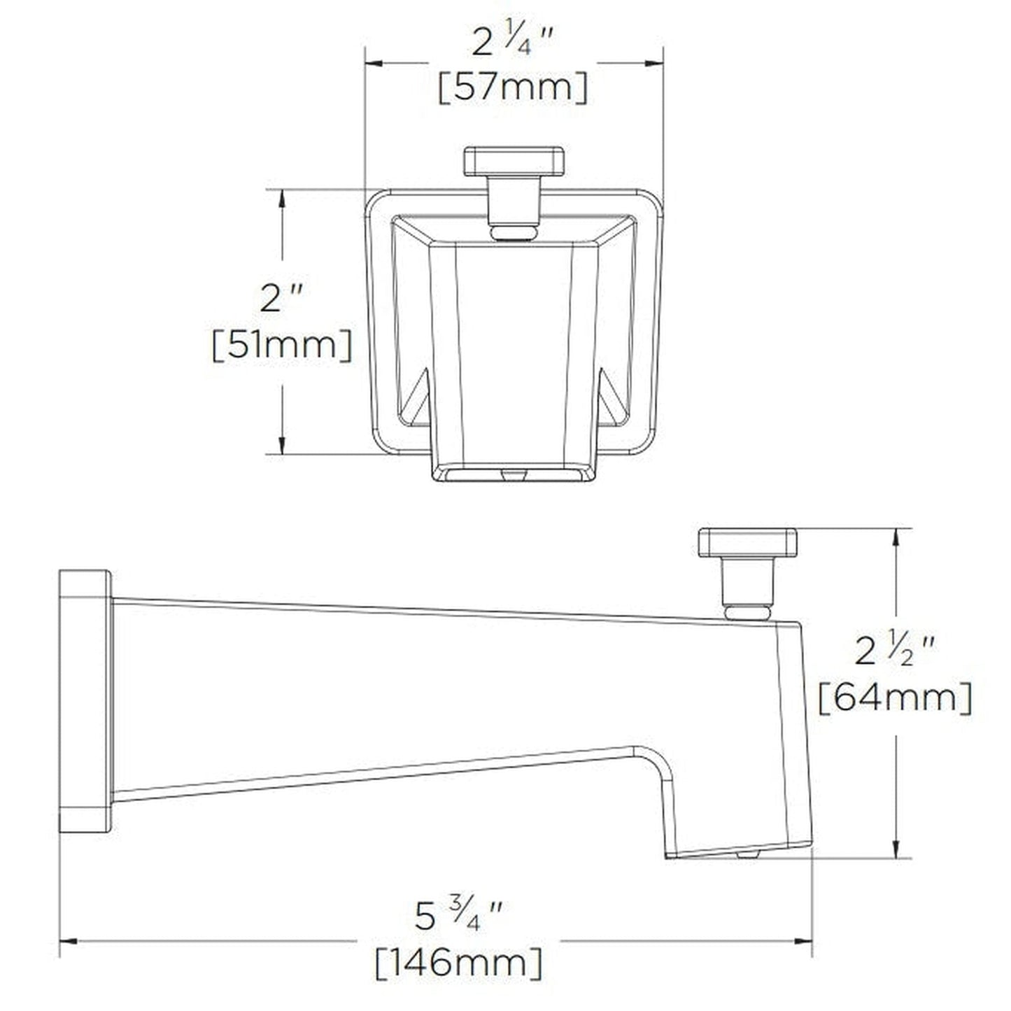 Speakman Kubos 5" Polished Chrome Diverter Tub Spout