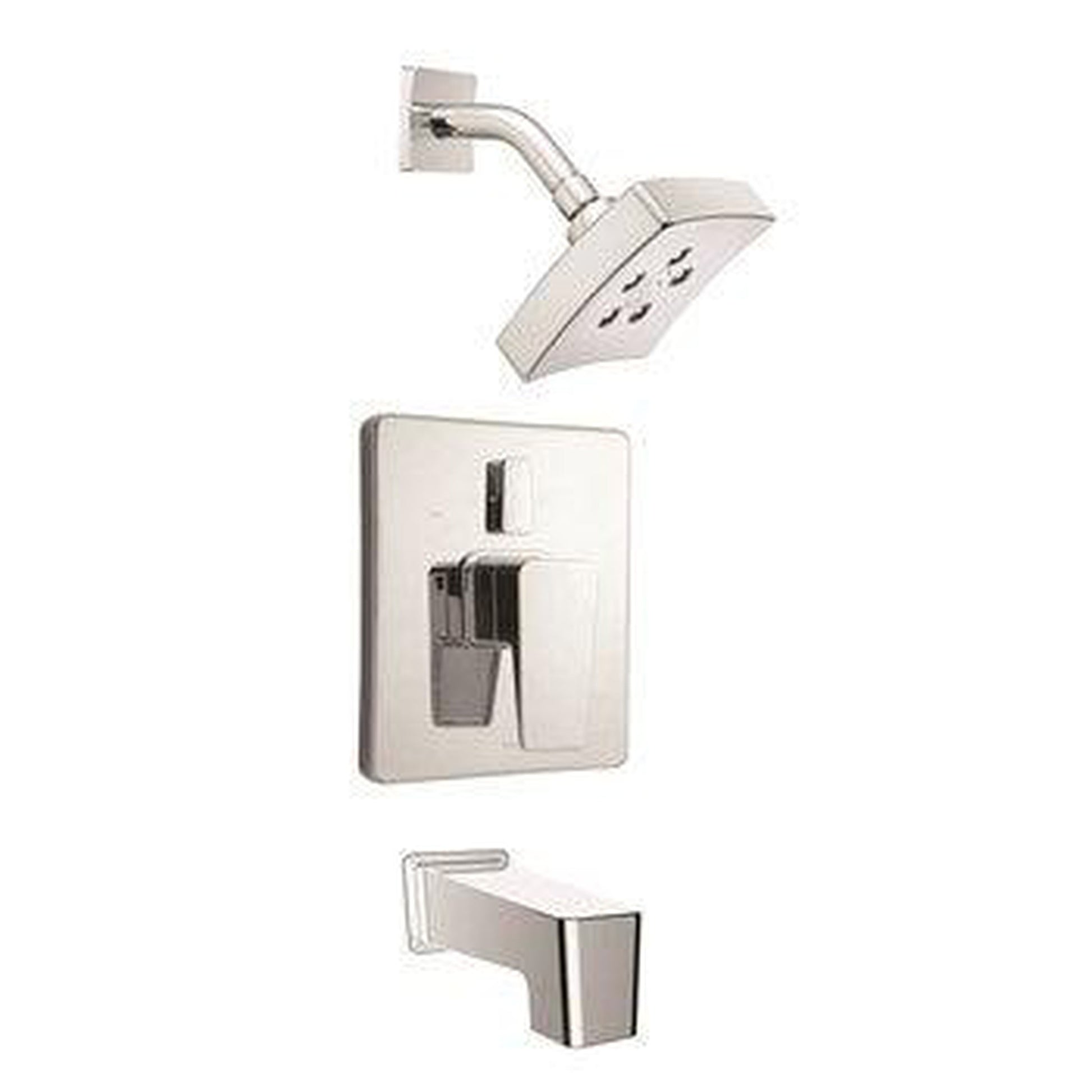 Speakman Kubos SLV-24430 2.5 GPM Polished Chrome Showerhead, Diverter Valve Trim, Tub Spout, Shower Arm and Flange Combination