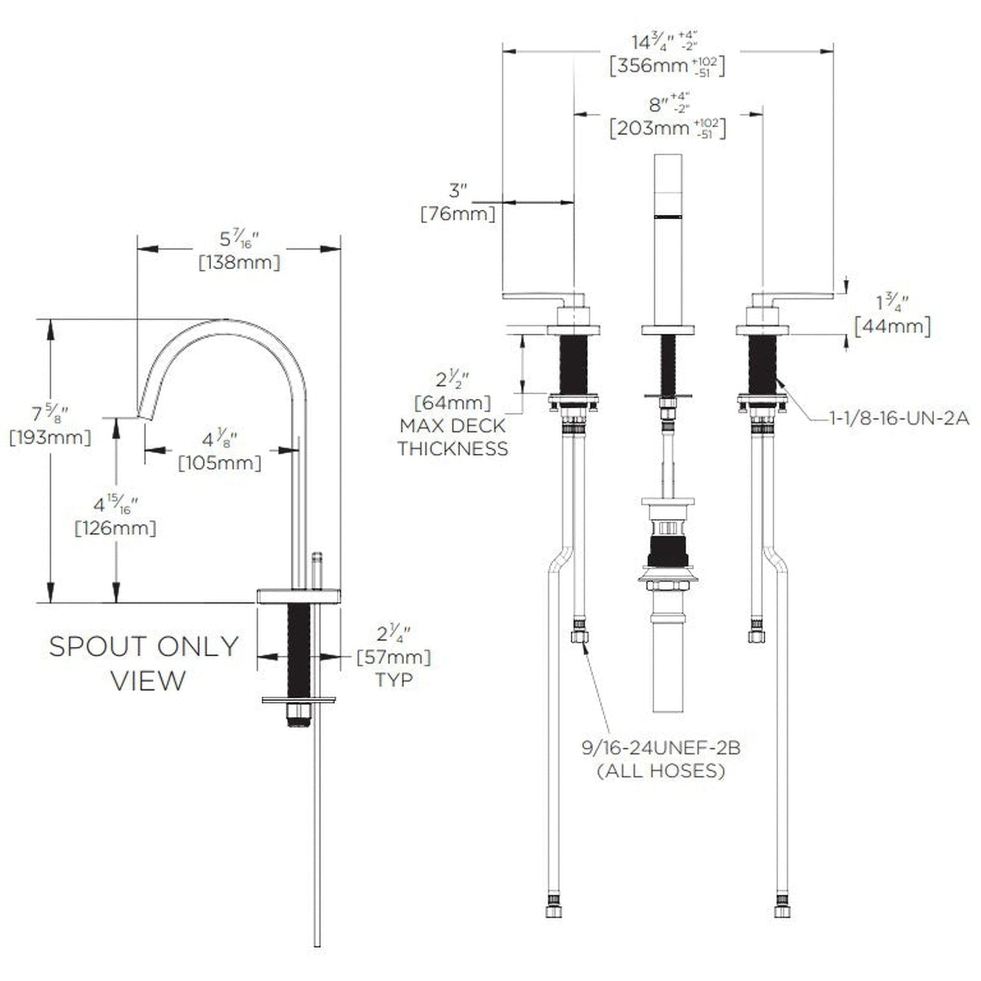 Speakman Lura 1.2 GPM Platform Lever Handle Matte Black Widespread Faucet
