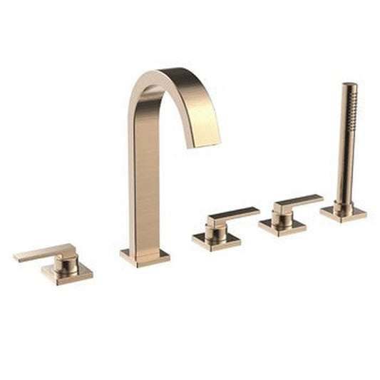 Speakman Lura 5-Hole 5.8 GPM Brushed Bronze Roman Tub System Faucet With Flat Lever Handles and Hand Shower
