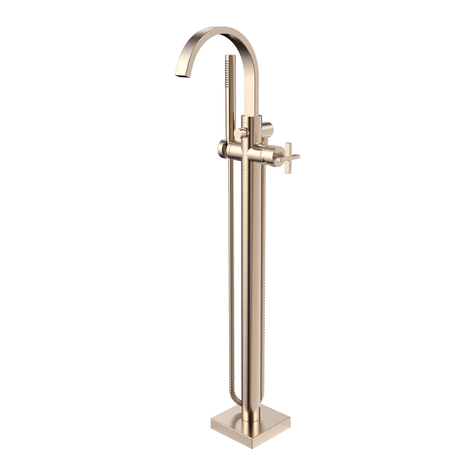 Speakman Lura 6.0 GPM Freestanding Cross Handles Brushed Bronze Roman Tub Faucet With Handshower