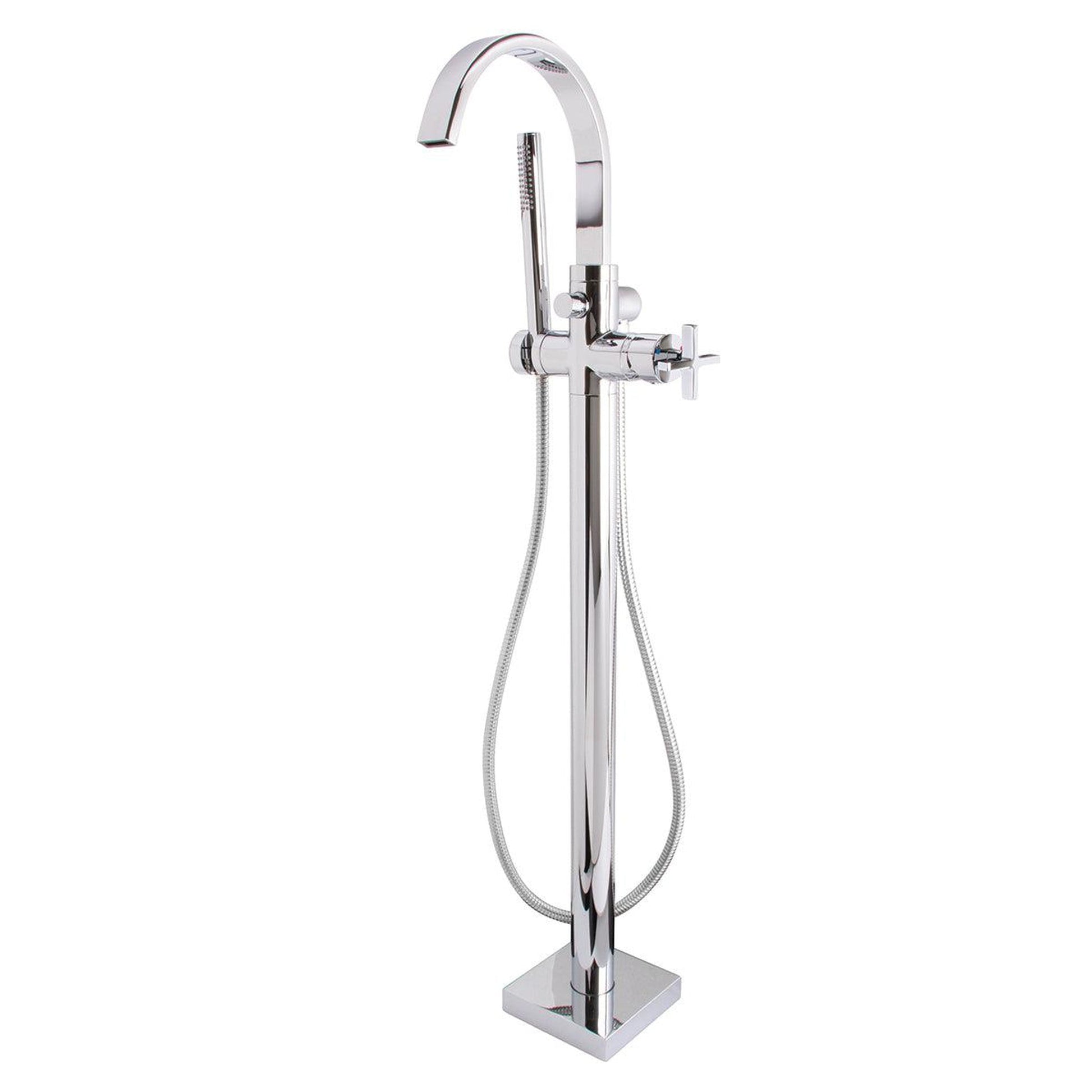 Speakman Lura 6.0 GPM Freestanding Cross Handles Polished Chrome Roman Tub Faucet With Handshower