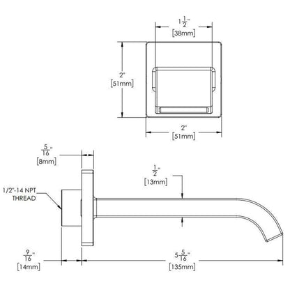 Speakman Lura Brushed Bronze Wall Mounted Tub Spout