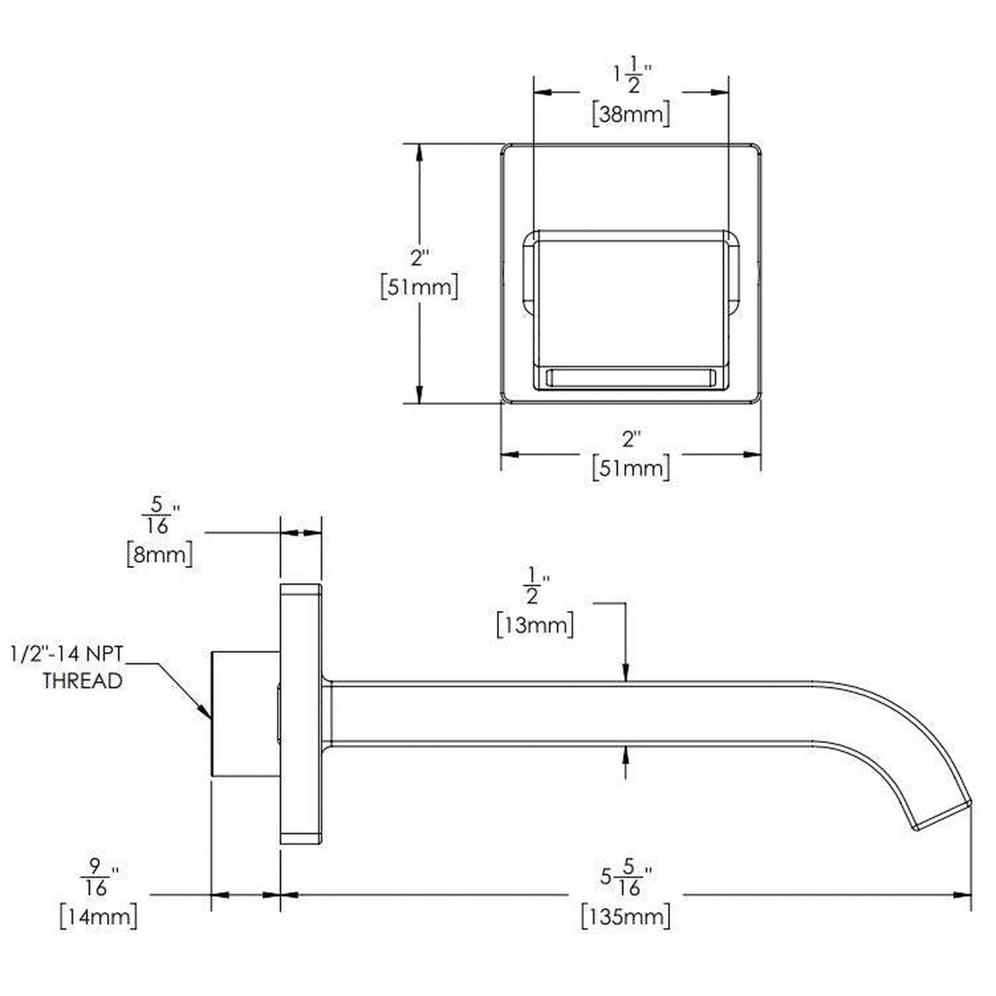 Speakman Lura Matte Black Wall Mounted Tub Spout