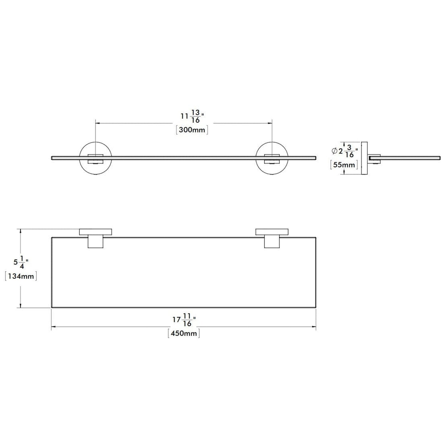 Speakman Neo 18" Tempered Glass Shelf With Brushed Bronze Mounting Hardware