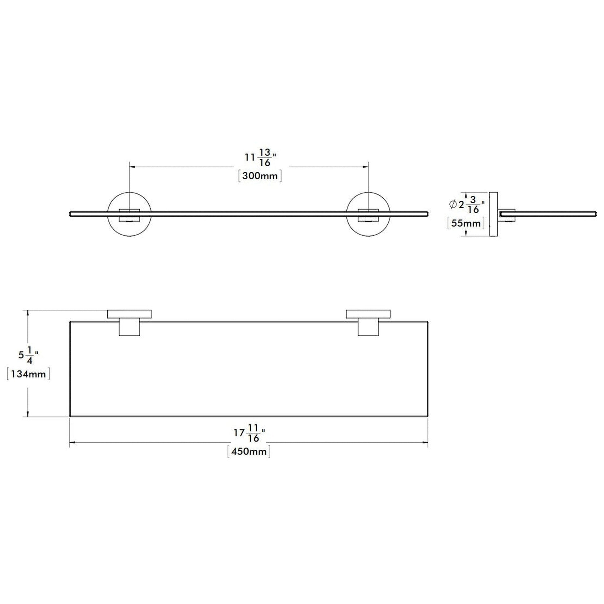 Speakman Neo 18" Tempered Glass Shelf With Oil Rubbed Bronze Mounting Hardware