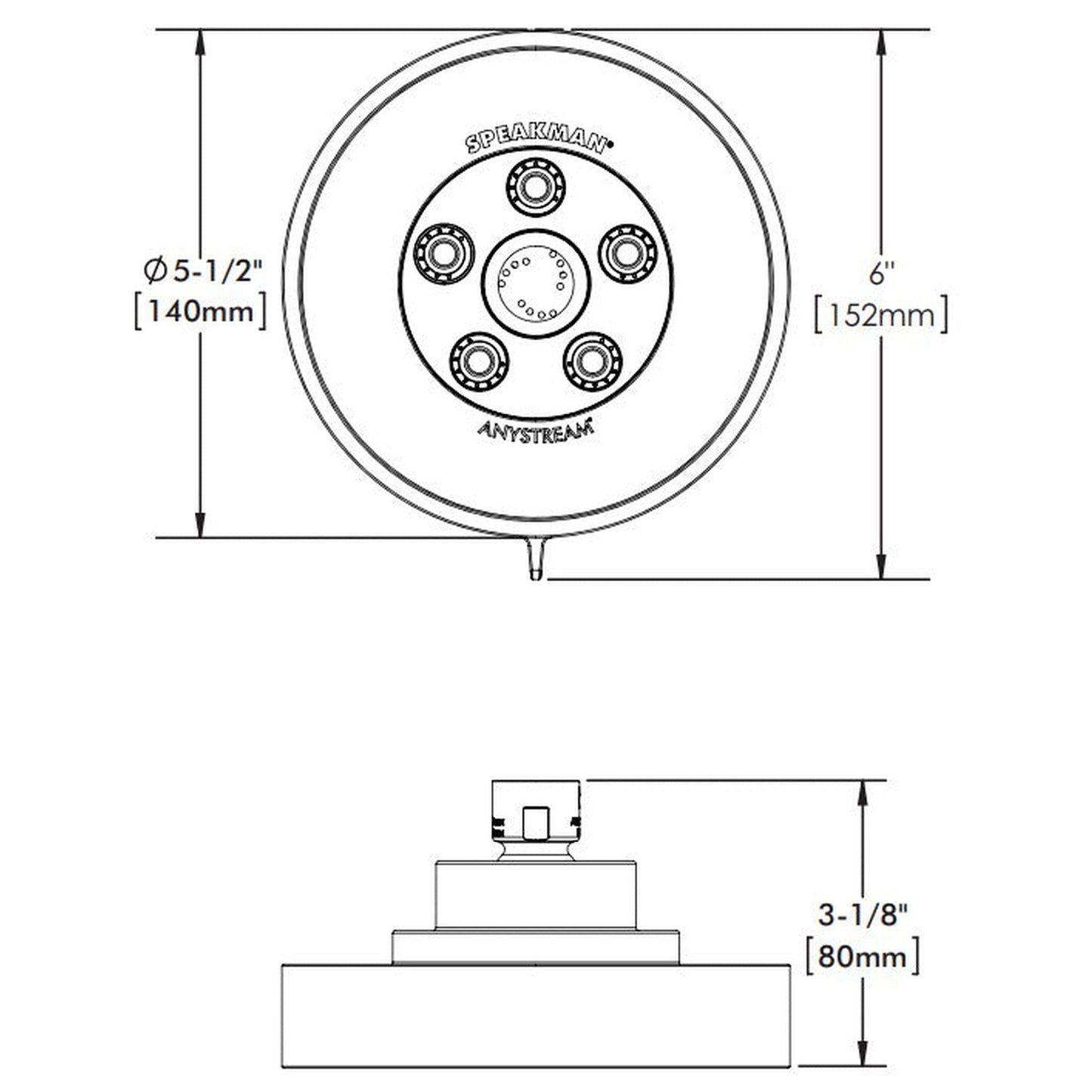 Speakman Neo 1.75 GPM 5-Plunger Brushed Nickel Shower Head