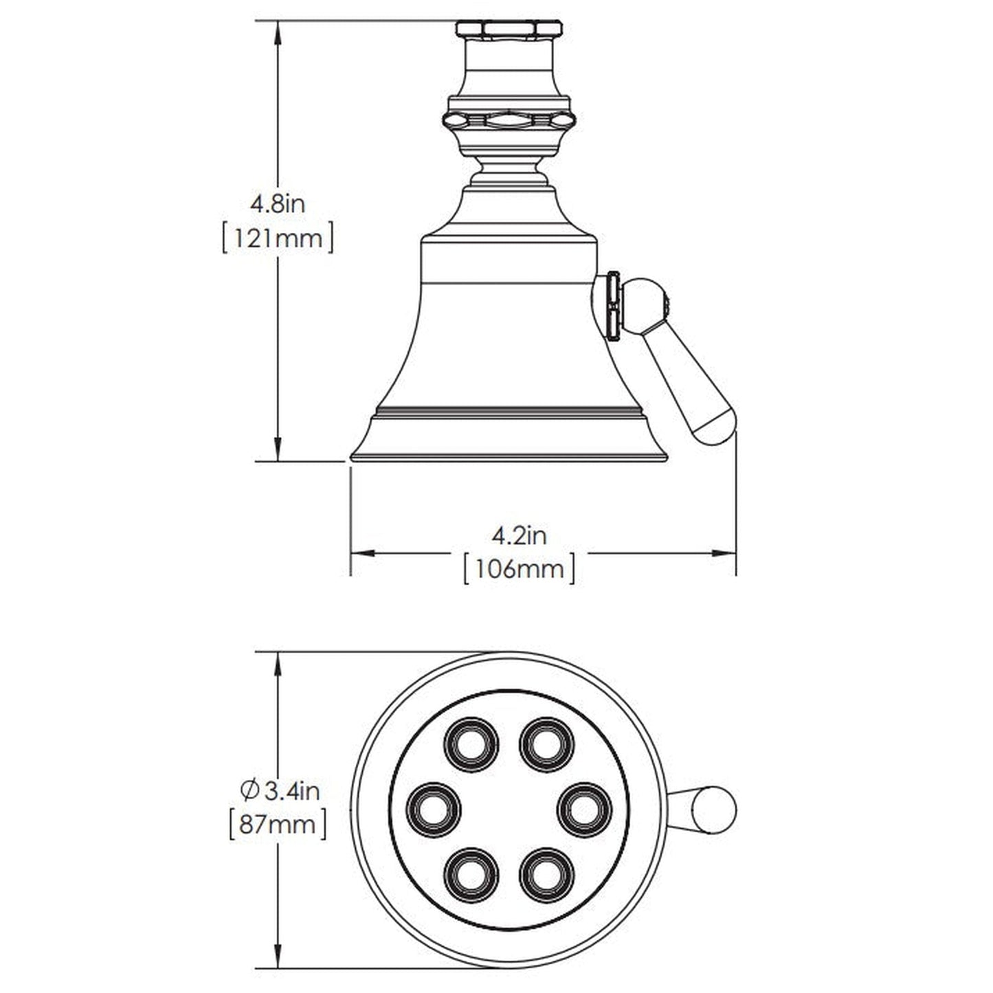 Speakman Retro 2.0 GPM 6-Plunger Solid Brass Construction Brushed Nickel Shower Head