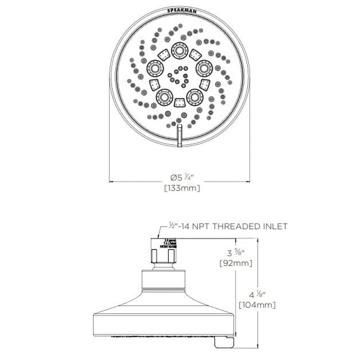 Speakman Vector 1.75 GPM Multi-Function 5-Plunger Matte Black Shower Head