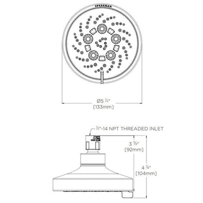 Speakman Vector 2.0 GPM Multi-Function 5-Plunger Polished Chrome Shower Head