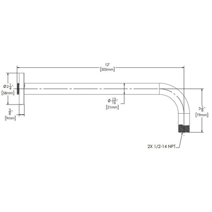 Speakman Versatile 12" Brushed Nickel Wall Mount Shower Arm and Flange