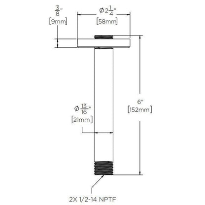 Speakman Versatile 6" Brushed Nickel Ceiling Mount Rain Shower Arm and Flange