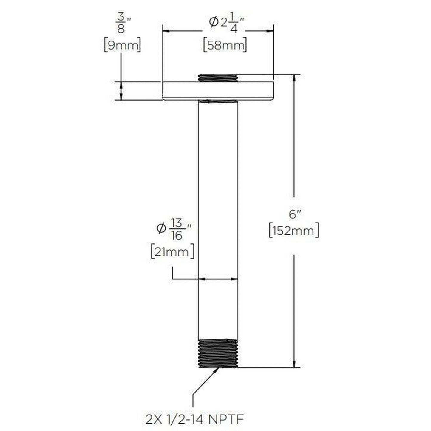 Speakman Versatile 6" Matte Black Ceiling Mount Shower Arm and Flange