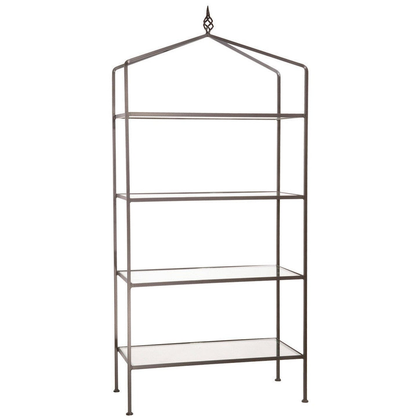 Stone County Ironworks Basketweave 37" 4-Tier Burnished Gold Iron Standing Shelf Base