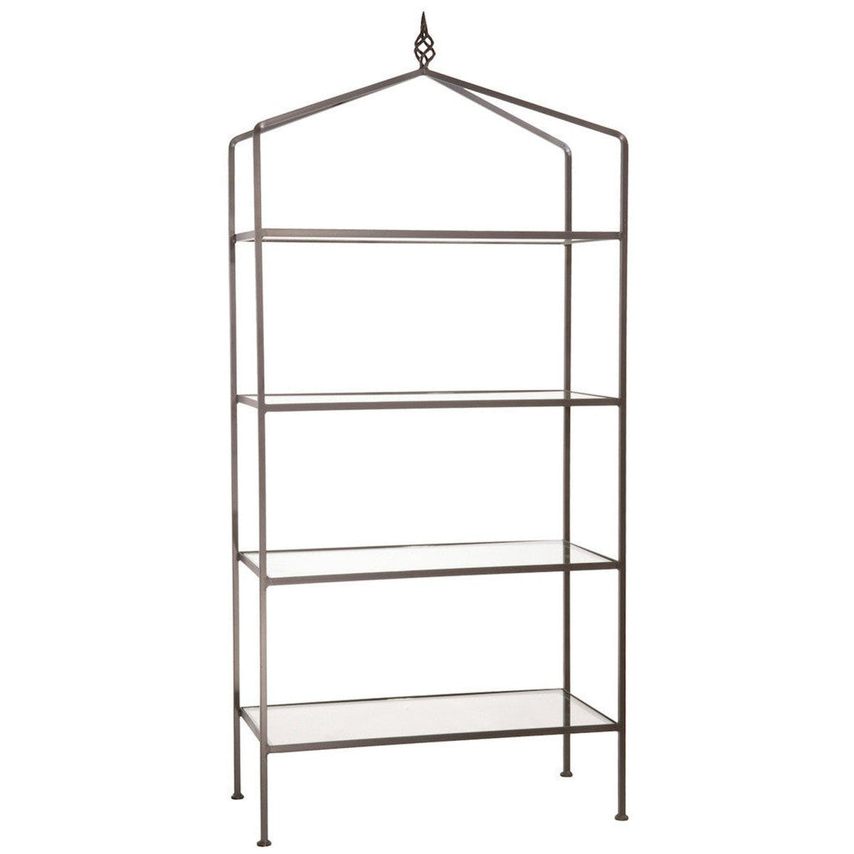 Stone County Ironworks Basketweave 37" 4-Tier Hand Rubbed Bronze Iron Standing Shelf With Cherry Wood Finish Top