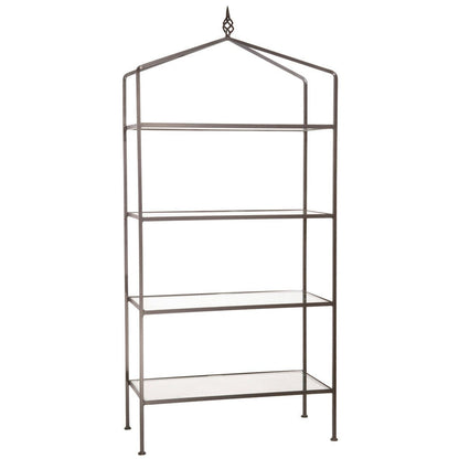 Stone County Ironworks Basketweave 37" 4-Tier Natural Black Iron Standing Shelf Base