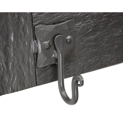 Stone County Ironworks Cedarvale 24" Small Burnished Gold Iron Wall Mirror Coat Rack With Gold Iron Accent and 4 Hooks