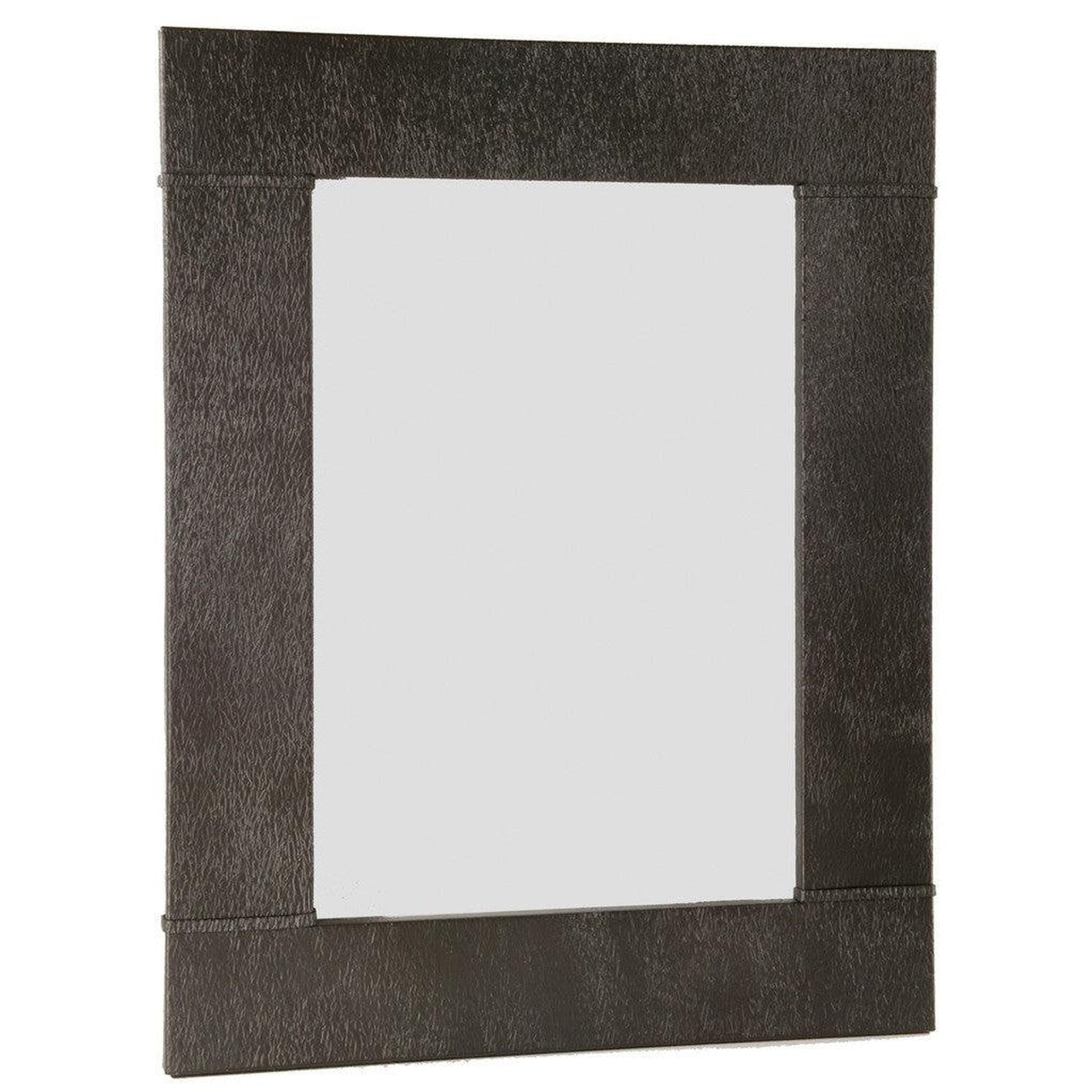 Stone County Ironworks Cedarvale 31" x 35" Small Hand Rubbed Bronze Iron Wall Mirror With Pewter Iron Accent