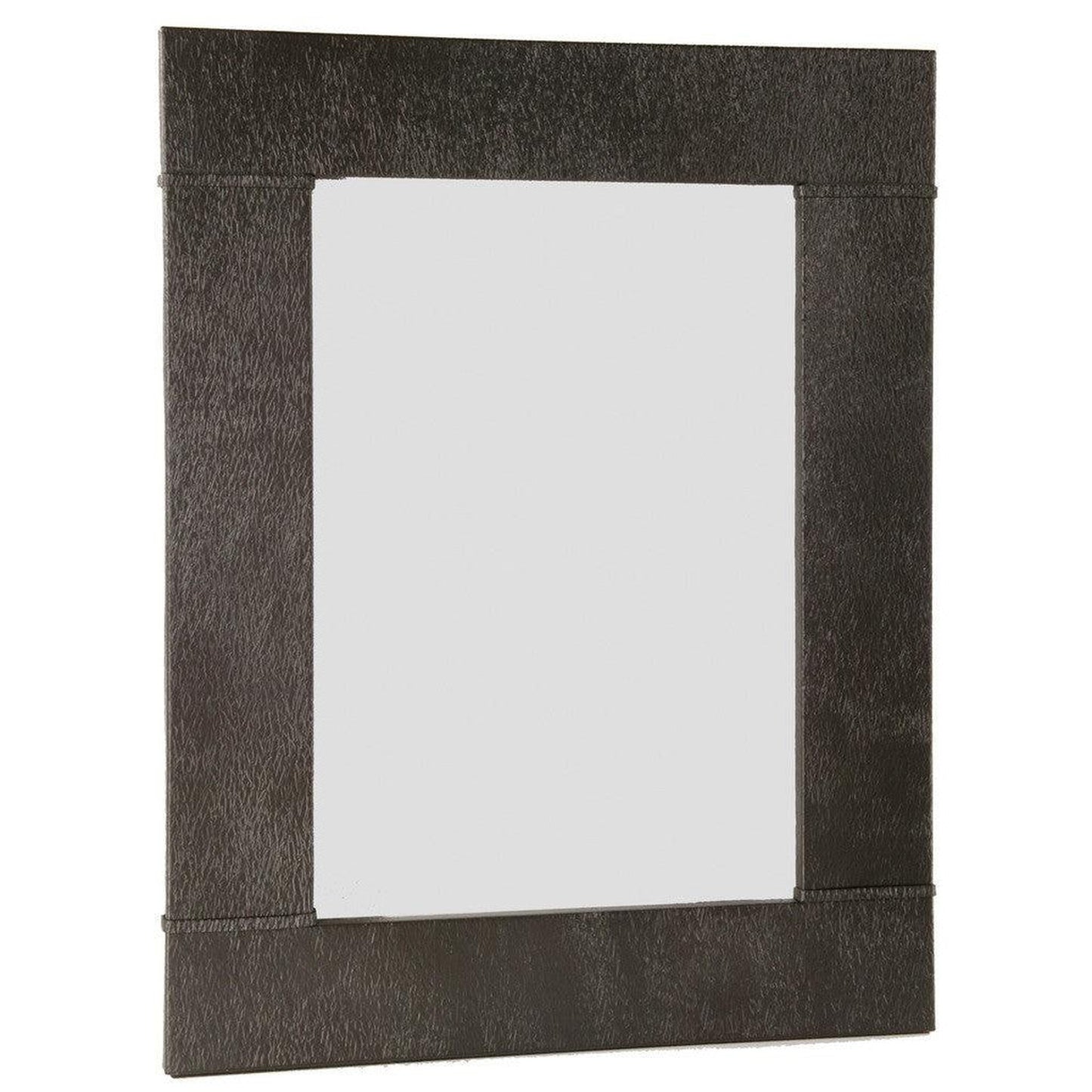 Stone County Ironworks Cedarvale 31" x 35" Small Hand Rubbed Pewter Iron Wall Mirror With Pewter Iron Accent