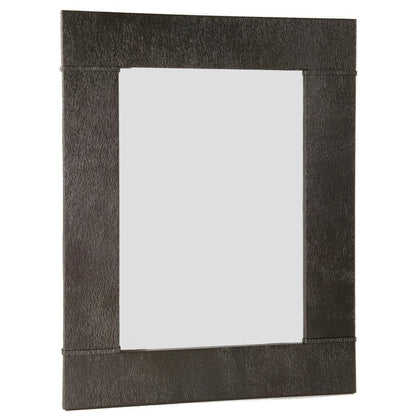 Stone County Ironworks Cedarvale 31" x 35" Small Natural Black Iron Wall Mirror With Copper Iron Accent