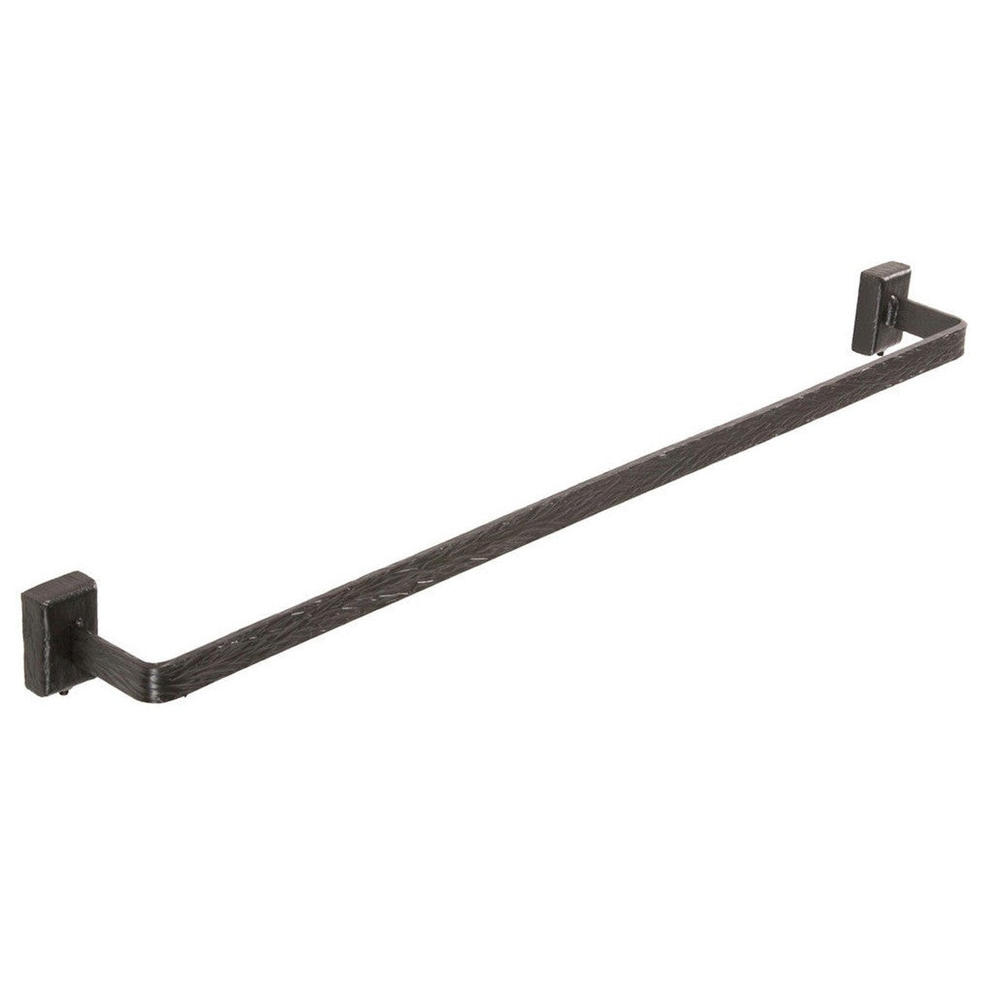 Stone County Ironworks Cedarvale 32" Hand Rubbed Pewter Iron Towel Bar With Copper Iron Accent